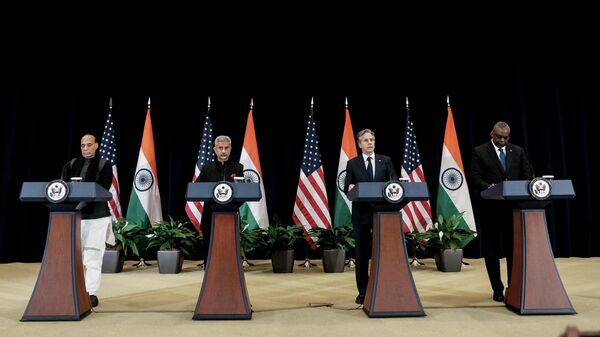 Пресс-конференция во время четвертого диалога министров США и Индии в Вашингтоне - Sputnik International