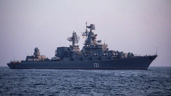 Guards missile cruiser Moskva during the exercises of the Russian Navy in the Black Sea. - Sputnik International