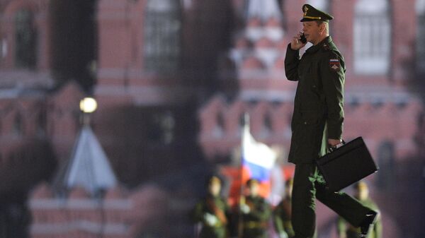 Russian officer on Red Square during repetition of Victory Day Parade, file photo. - Sputnik International