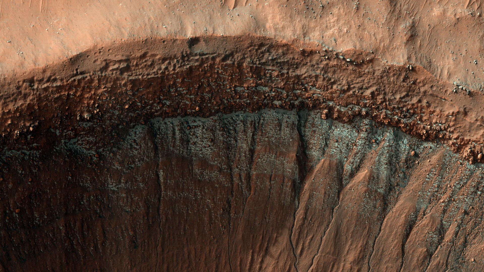 Photo of a crater on Mars taken by NASA's Mars Reconnaissance Orbiter - Sputnik International, 1920, 27.05.2022