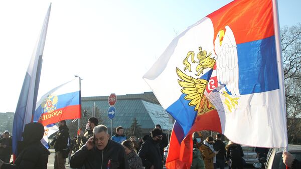A rally in support of Russia in Serbia's Belgrade, 13 March 2022 - Sputnik International