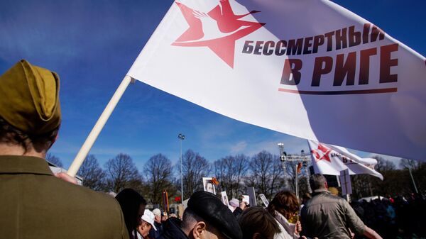 Immortal Regiment march, dedicated to the Victory Day in Riga, Latvia. - Sputnik International