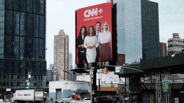 An advertisement for CNN+ is displayed in Manhattan on April 21, 2022 in New York City. - Sputnik International