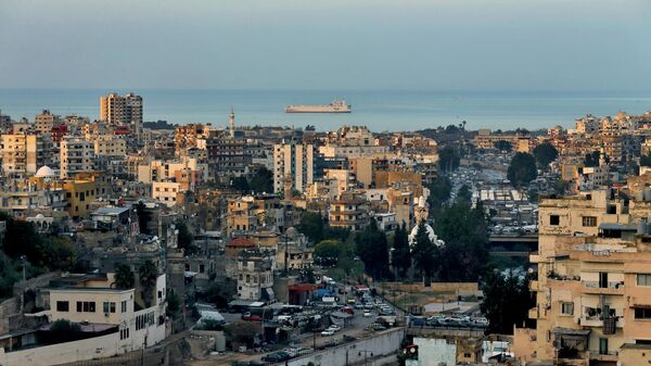 A cargo ship navigates the Mediterranean Sea along the coastline of northern city of Tripoli, Lebanon, Monday, Dec. 6, 2021. - Sputnik International