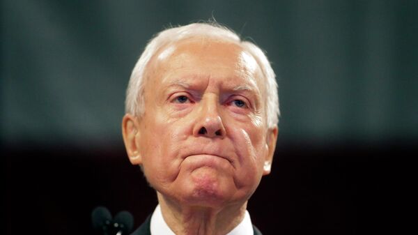 Sen. Orrin Hatch, R-Utah, speaks during the Utah Republican Party 2016 nominating convention Saturday, April 23, 2016, in Salt Lake City. Hatch, who became the longest-serving Republican senator in history as he represented Utah for more than four decades, died Saturday, April 23, 2022, at age 88.  - Sputnik International