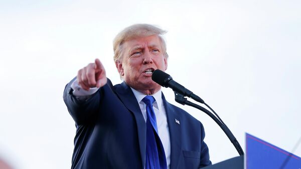 Former President Donald Trump speaks at a rally at the Delaware County Fairgrounds, Saturday, April 23, 2022, in Delaware, Ohio, to endorse Republican candidates ahead of the Ohio primary on May 3. - Sputnik International