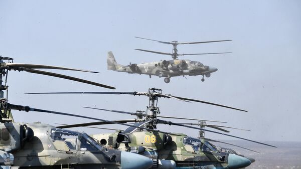 Kamov Ka-52 Alligator (NATO reporting name: Hokum B) attack helicopters  - Sputnik International