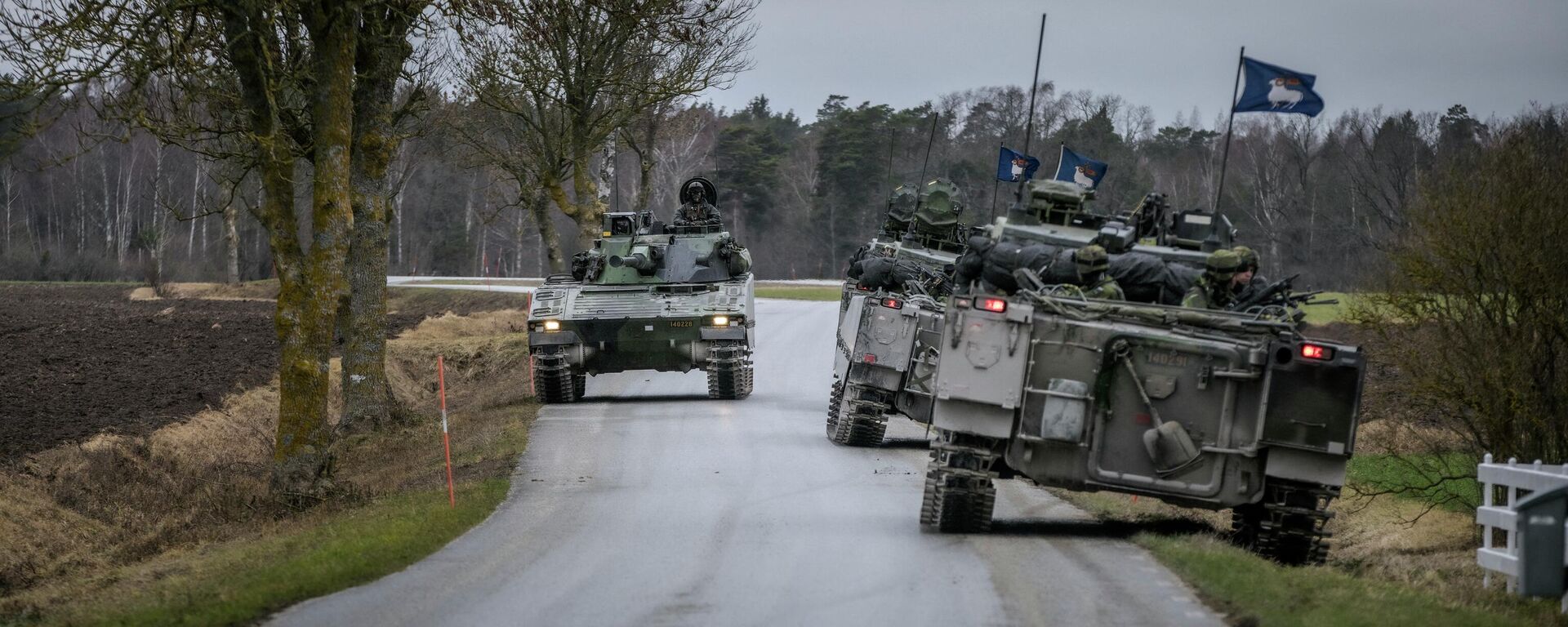 Gotland's Regiment patrols in tanks on the roads in nothern Gotland on January 16, 2022. - Sweden deployed armoured combat vehicles and armed soldiers to patrol streets on the island of Gotland in response to increased Russian activity in the region. (Photo by Karl MELANDER / various sources / AFP) /  - Sputnik International, 1920, 29.04.2022