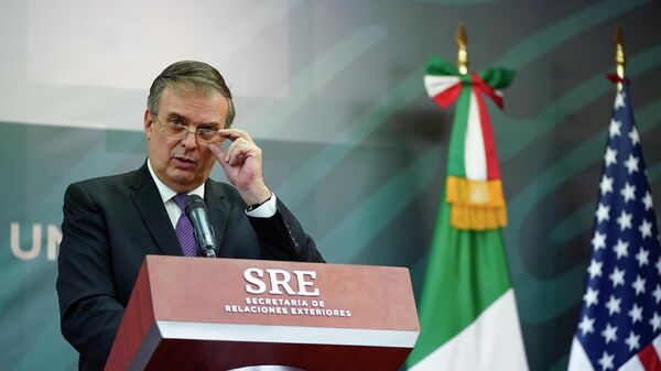 Mexico's Foreign Minister Marcelo Ebrard speaks during a joint news conference with Secretary of State Antony Blinken at the Mexican Ministry of Foreign Affairs, Friday, Oct. 8, 2021, in Mexico City.  - Sputnik International