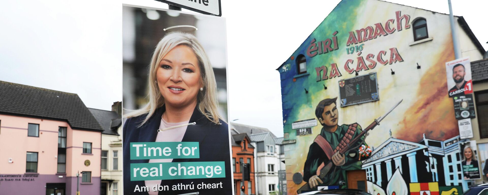 A Sinn Fein election poster hangs from a lamp post in West Belfast, Northern Ireland, Tuesday, May 3, 2022 - Sputnik International, 1920, 05.05.2022