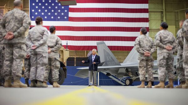 Defense Secretary Chuck Hagel speaks to members of the military during his visit at Joint Base Elmendorf-Richardson, Alaska, Wednesday, May 28, 2014. - Sputnik International