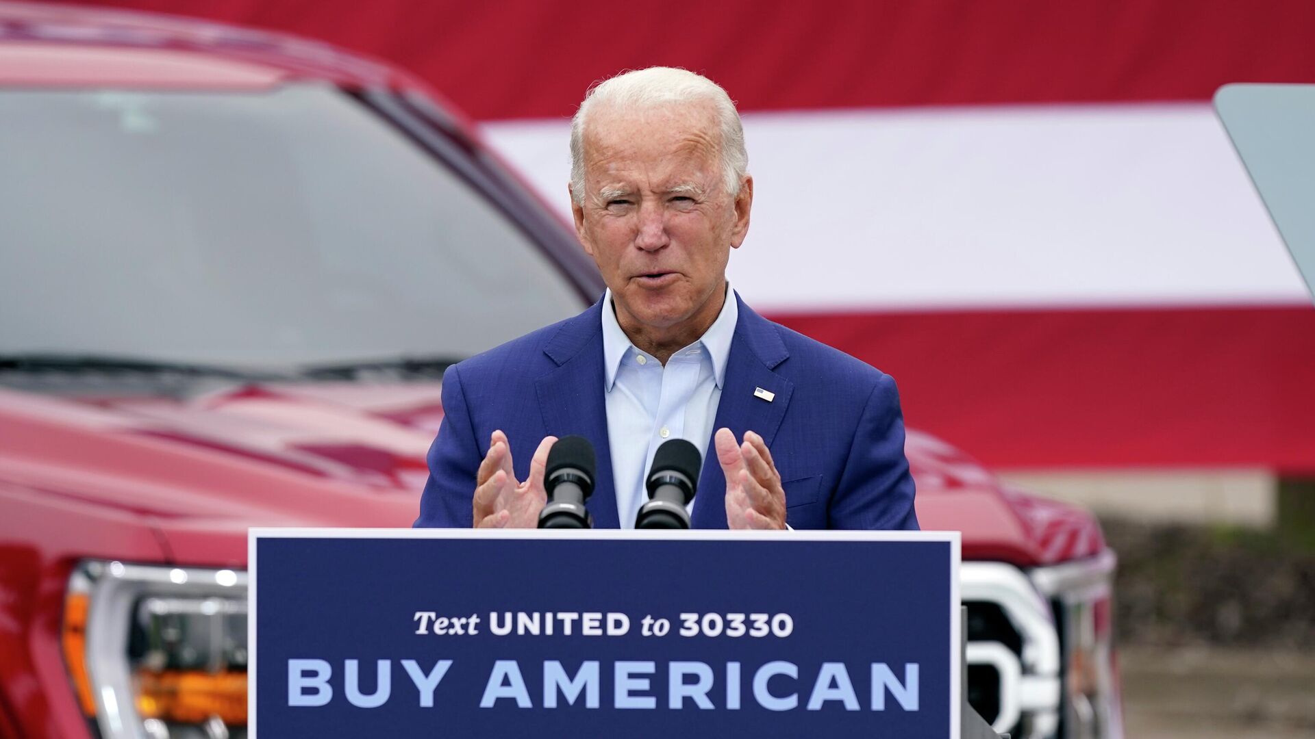 In this Wednesday, Sept. 9, 2020 file photo, Democratic presidential candidate former Vice President Joe Biden speaks during a campaign event on manufacturing and buying American-made products at UAW Region 1 headquarters in Warren, Mich. - Sputnik International, 1920, 05.05.2022