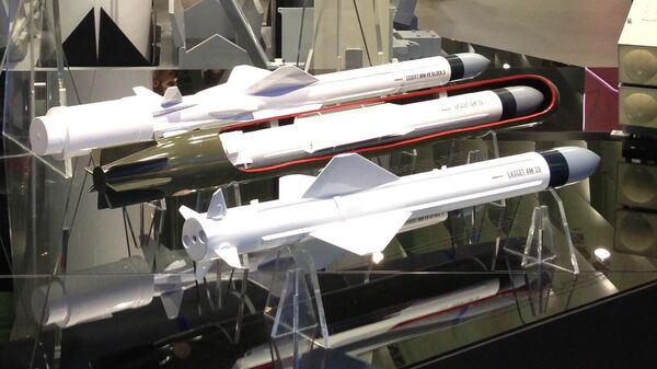 Three versions of the Exocet missiles. MBDA stand at the Paris Air Show 2013. - Sputnik International
