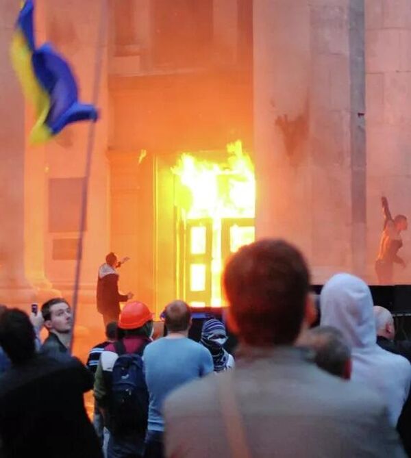 The fire in Trade Unions House broke out in the evening of 2 May 2014. It followed clashes between supporters and opponents of Euromaidan that took place in Odessa on the same day. Six people were killed in the clashes in the city centre, and the official version stated that 42 died in the fire in the Trade Unions House. - Sputnik International
