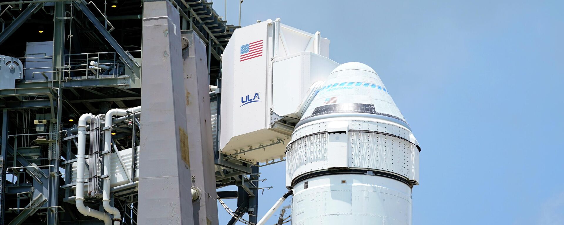 Boeing's CST-100 Starliner spacecraft sits atop a United Launch Alliance Atlas V rocket, on Space Launch Complex 41 at the Cape Canaveral Space Force Station ready for the second un-piloted test flight to the International Space Station, Thursday, July 29, 2021, in Cape Canaveral, Fla. - Sputnik International, 1920, 06.10.2023