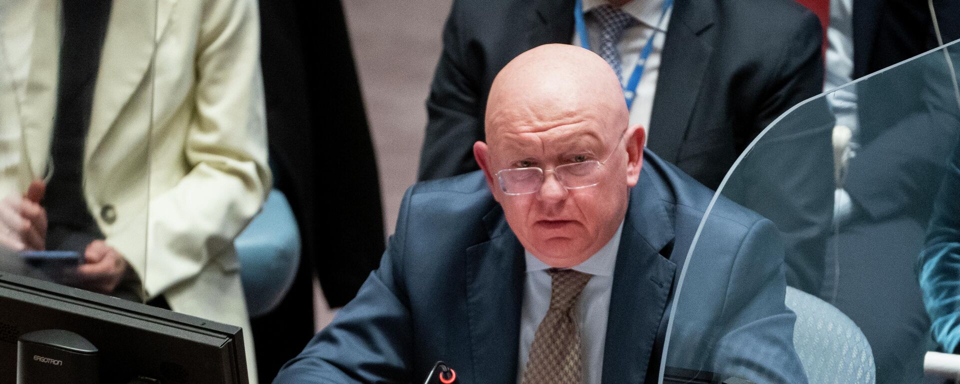 Vassily Nebenzia, permanent representative of Russia to the United Nations, speaks during a meeting of the UN Security Council, Tuesday, March 29, 2022, at United Nations headquarters. - Sputnik International, 1920, 14.11.2022