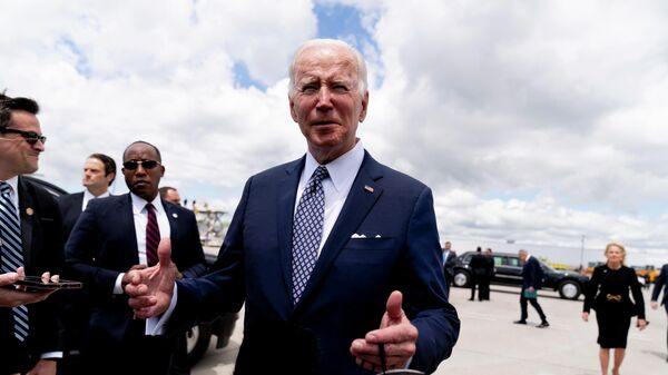 President Joe Biden speaks before boarding Air Force One at Buffalo-Niagara International Airport in Buffalo, N.Y., Tuesday, May 17, 2022, after paying their respects and speak to families of the victims of Saturday's shooting at a supermarket.  - Sputnik International