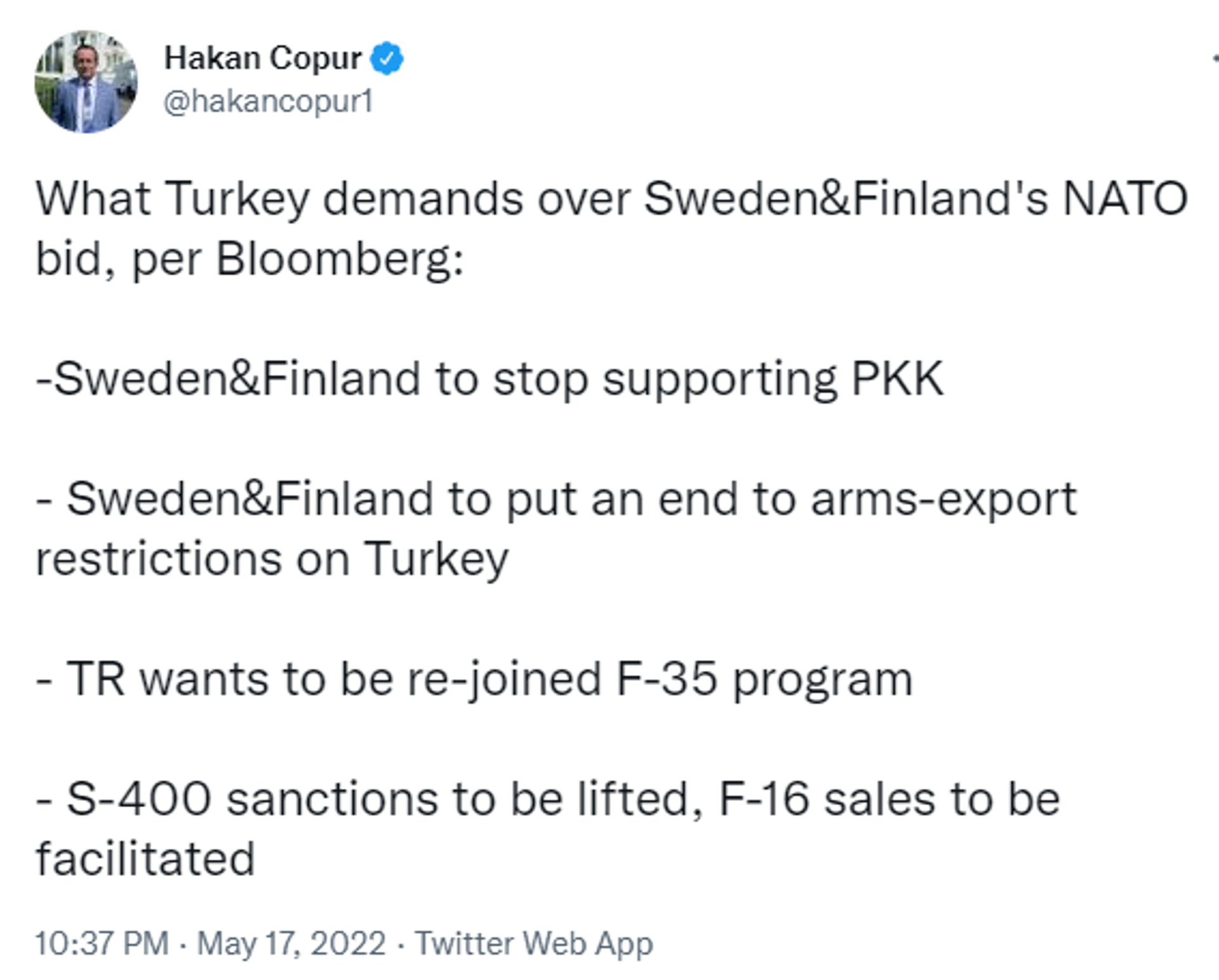 
Hakan Copur on Twitter - Sputnik International, 1920, 18.05.2022