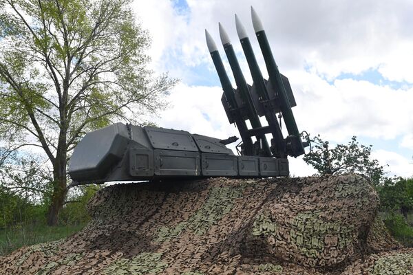 Russian Armed Forces Buk-M3 anti-aircraft missile system operating in the Kharkov area of the special military operation in Ukraine. - Sputnik International