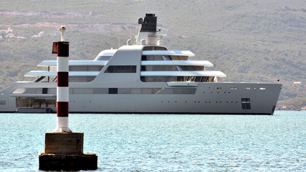 A view of Russian metals and petroleum magnate Roman Abramovich's superyacht Solaris anchored in Tivat, Montenegro, Saturday, March 12, 2022 - Sputnik International