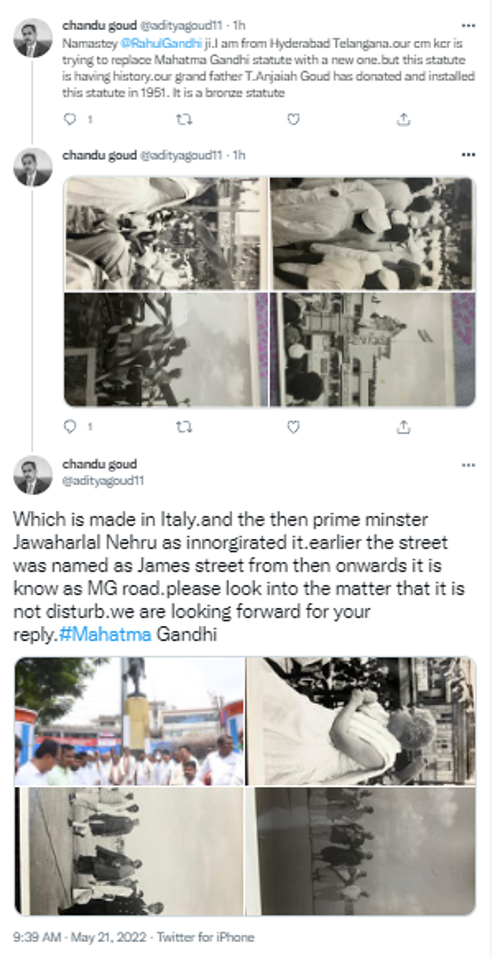 Indian Congress Leaders Oppose Replacing Mahatma Gandhi’s Statue Amid Beautification Project in India's Telangana - Sputnik International, 1920, 21.05.2022