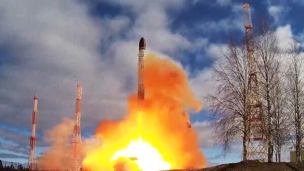 Launch of the Sarmat stationary intercontinental ballistic missile from the Plesetsk cosmodrome in the Arkhangelsk region. - Sputnik International