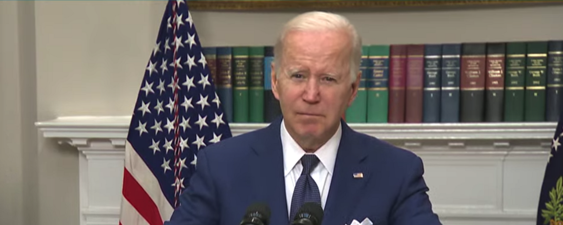 US President Joe Biden addresses the nation on May 24, 2022, after news that at least 18 children and one teacher was killed during a mass shooting at Robb Elementary School in Uvalde, Texas. - Sputnik International, 1920, 25.05.2022