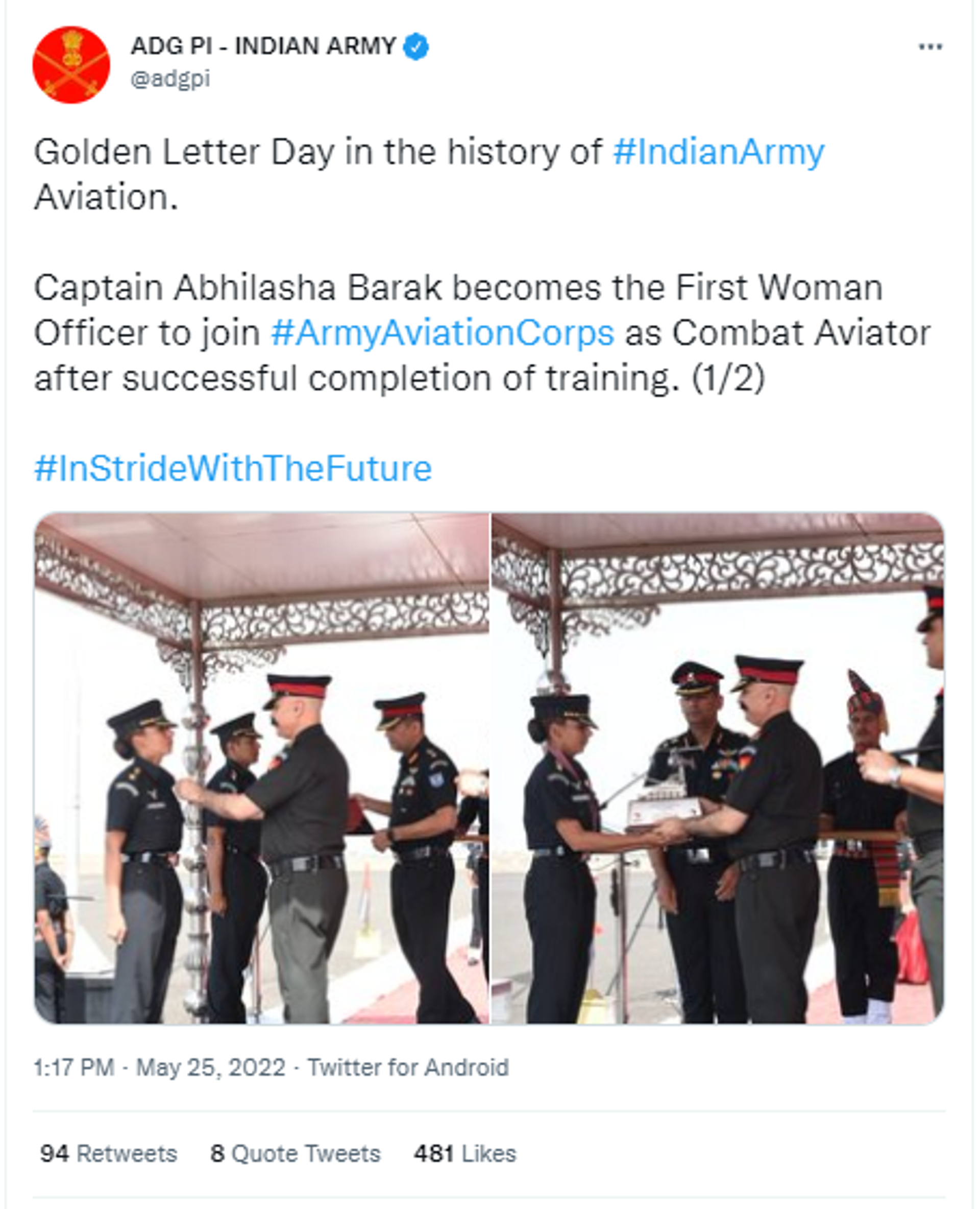 Captain Abhilasha Barak Becomes First Woman Officer to Join Indian Army Aviation Corps  - Sputnik International, 1920, 25.05.2022