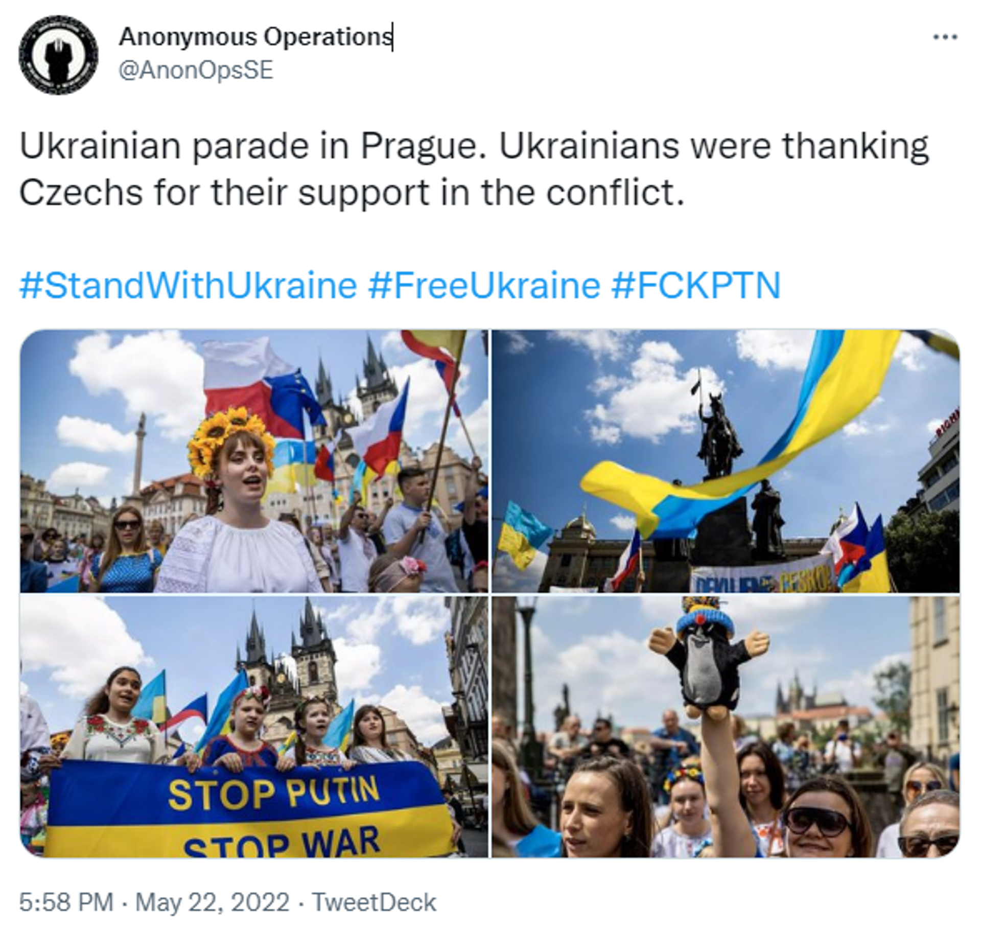 Tweeted images of a pro-Ukraine rally in the Czech capital Prague on Sunday May 22 - Sputnik International, 1920, 26.05.2022