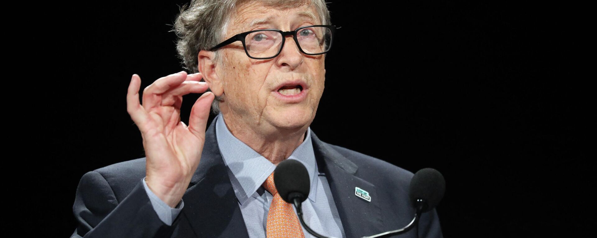 Microsoft founder, Co-Chairman of the Bill & Melinda Gates Foundation, Bill Gates delivers a speech during the conference of Global Fund to Fight HIV, Tuberculosis and Malaria on october 10, 2019, in Lyon, central eastern France - Sputnik International, 1920, 29.05.2022