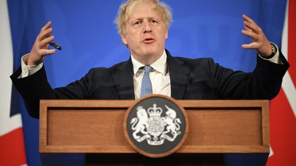 Britain's Prime Minister Boris Johnson speaks during a press conference in the Downing Street Briefing Room in central London on May 25, 2022, following the publication of the Sue Gray report - Sputnik International