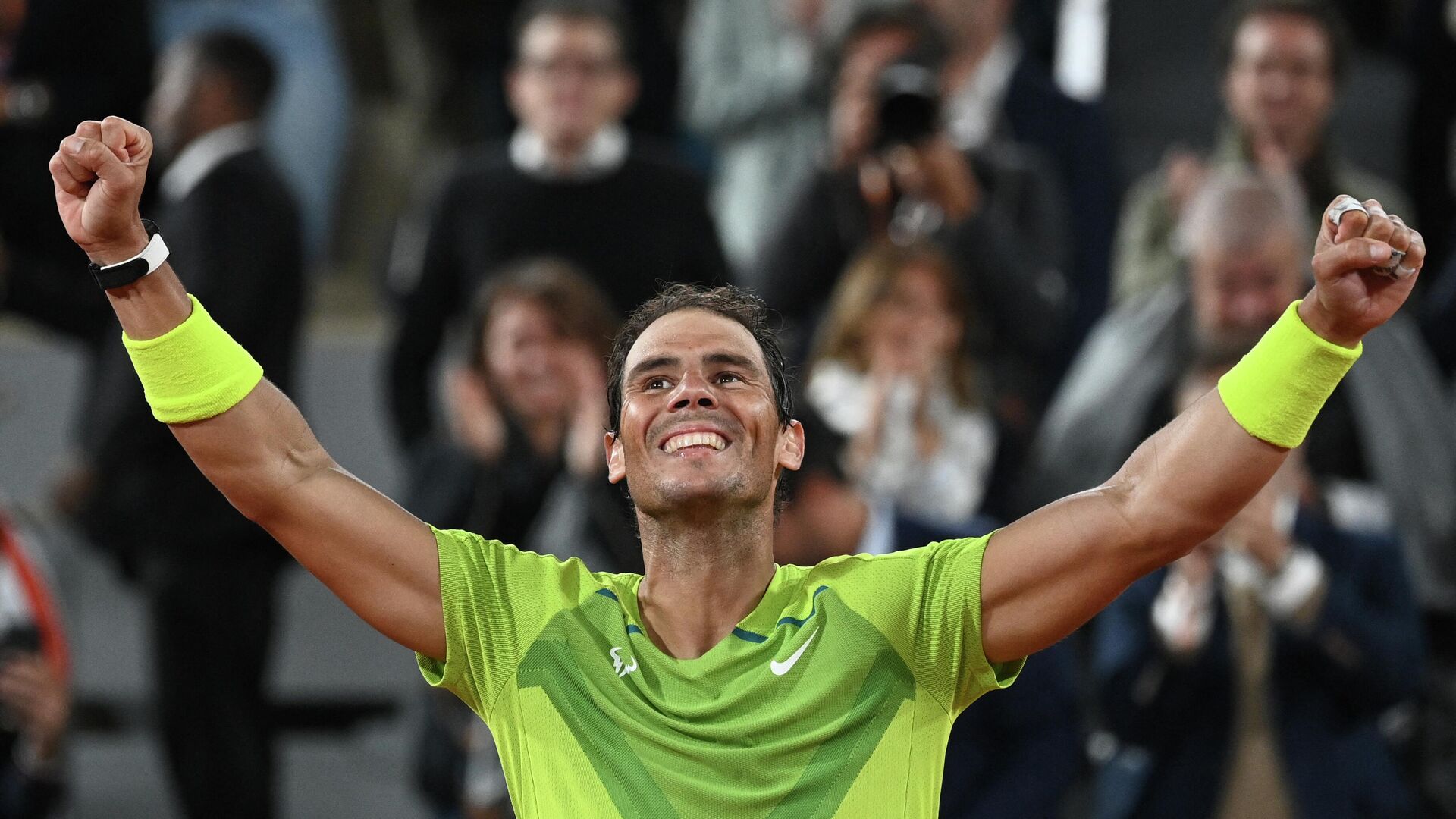 Spain's Rafael Nadal reacts after winning against Serbia's Novak Djokovic at the end of their men's singles match on day ten of the Roland-Garros Open tennis tournament at the Court Philippe-Chatrier in Paris early June 1, 2022 - Sputnik International, 1920, 01.06.2022