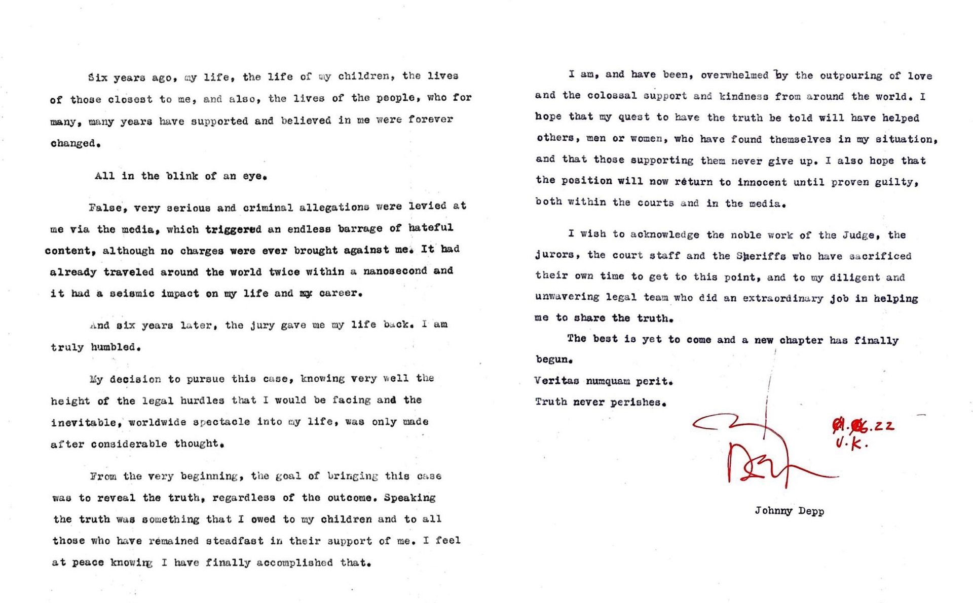 Actor Johnny Depp's statement on the June 1 verdict in the Heard v. Depp defamation suit.  - Sputnik International, 1920, 01.06.2022