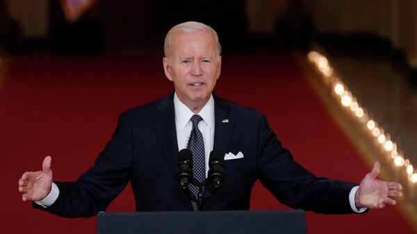 President Joe Biden speaks about the latest round of mass shootings, from the East Room of the White House in Washington, Thursday, June 2, 2022. Biden is attempting to increase pressure on Congress to pass stricter gun limits after such efforts failed following past outbreaks. - Sputnik International