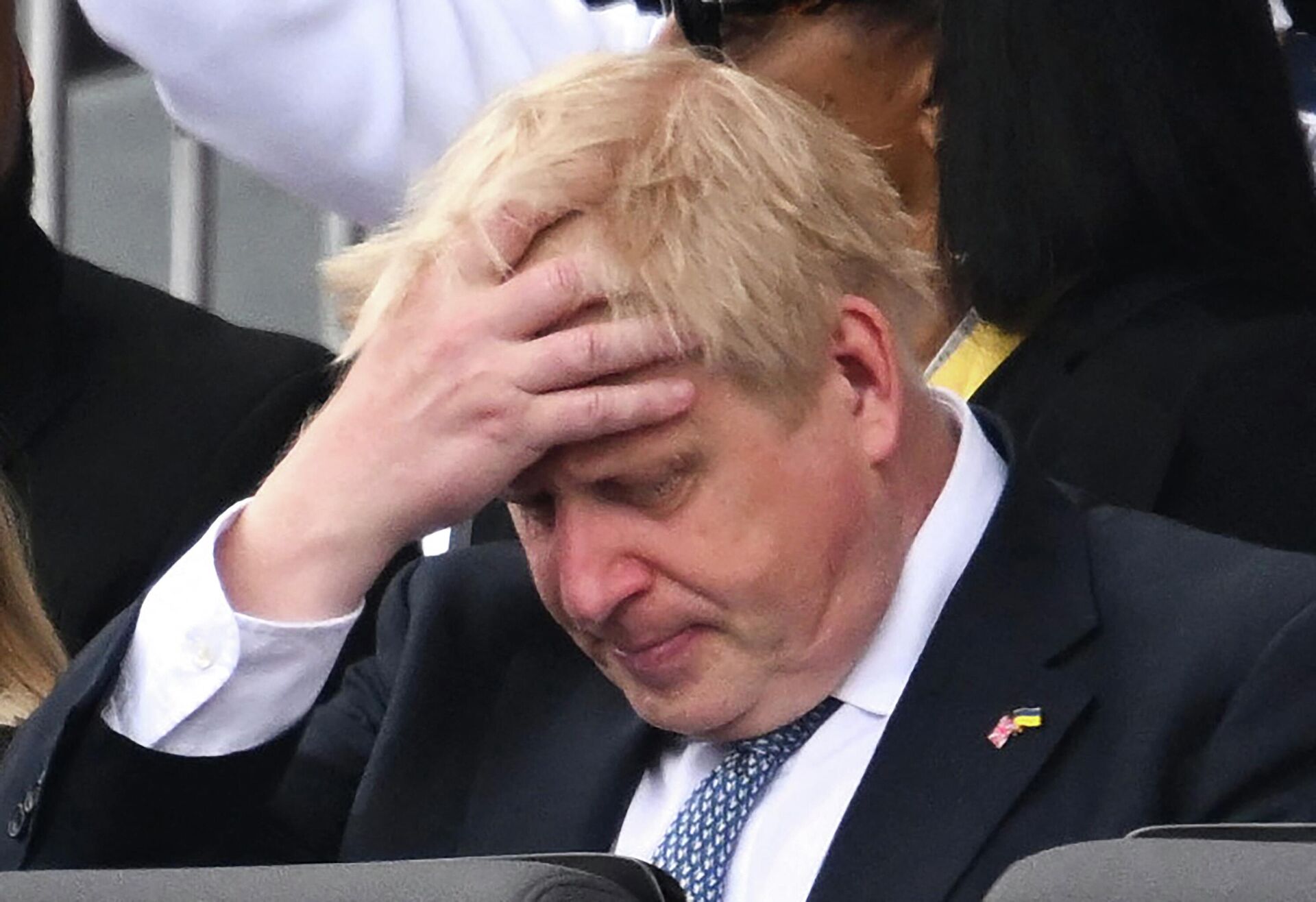 (FILES) In this file photo taken on June 5, 2022 shows Britain's Prime Minister Boris Johnson reacts during the Platinum Pageant in London on June 5, 2022 as part of Queen Elizabeth II's platinum jubilee celebrations - Sputnik International, 1920, 20.06.2022