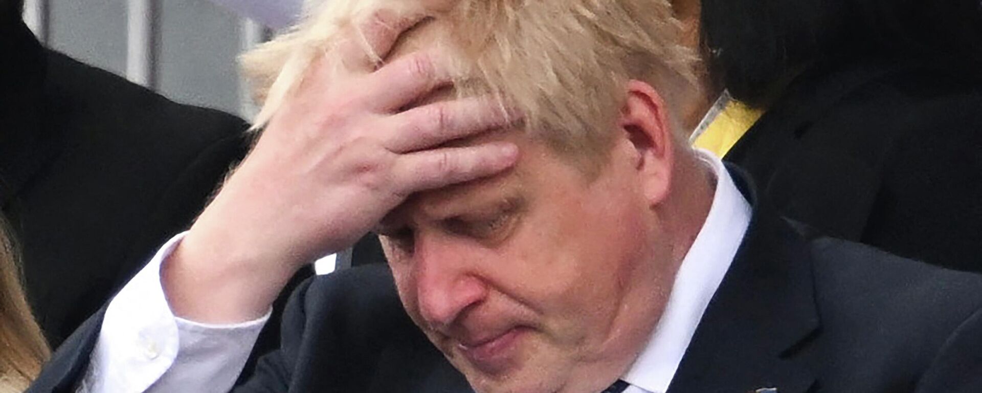 (FILES) In this file photo taken on June 5, 2022 shows Britain's Prime Minister Boris Johnson reacts during the Platinum Pageant in London on June 5, 2022 as part of Queen Elizabeth II's platinum jubilee celebrations - Sputnik International, 1920, 07.06.2022
