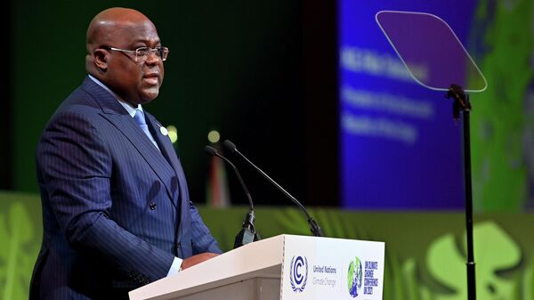 Democratic Republic of Congo's President Felix Tshisekedi delivers his message during a session on Action on Forests and Land Use, during the UN Climate Change Conference COP26 in Glasgow, Scotland, Tuesday, Nov. 2, 2021. - Sputnik International