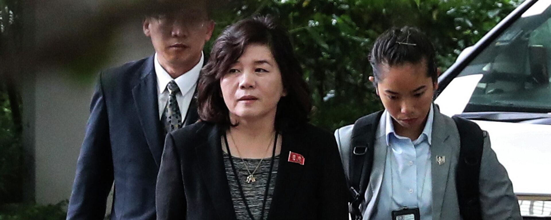 In this June 11, 2018 file photo, North Korean Vice Foreign Minister Choe Son Hui, center, arrives for a meeting with U.S. Ambassador to the Philippines Sung Kim at the Ritz-Carlton Millenia Hotel in Singapore ahead of the summit between U.S. President Donald Trump and North Korean leader Kim Jong Un. Choe is the highest-level female diplomat in North Korea. - Sputnik International, 1920, 12.06.2022