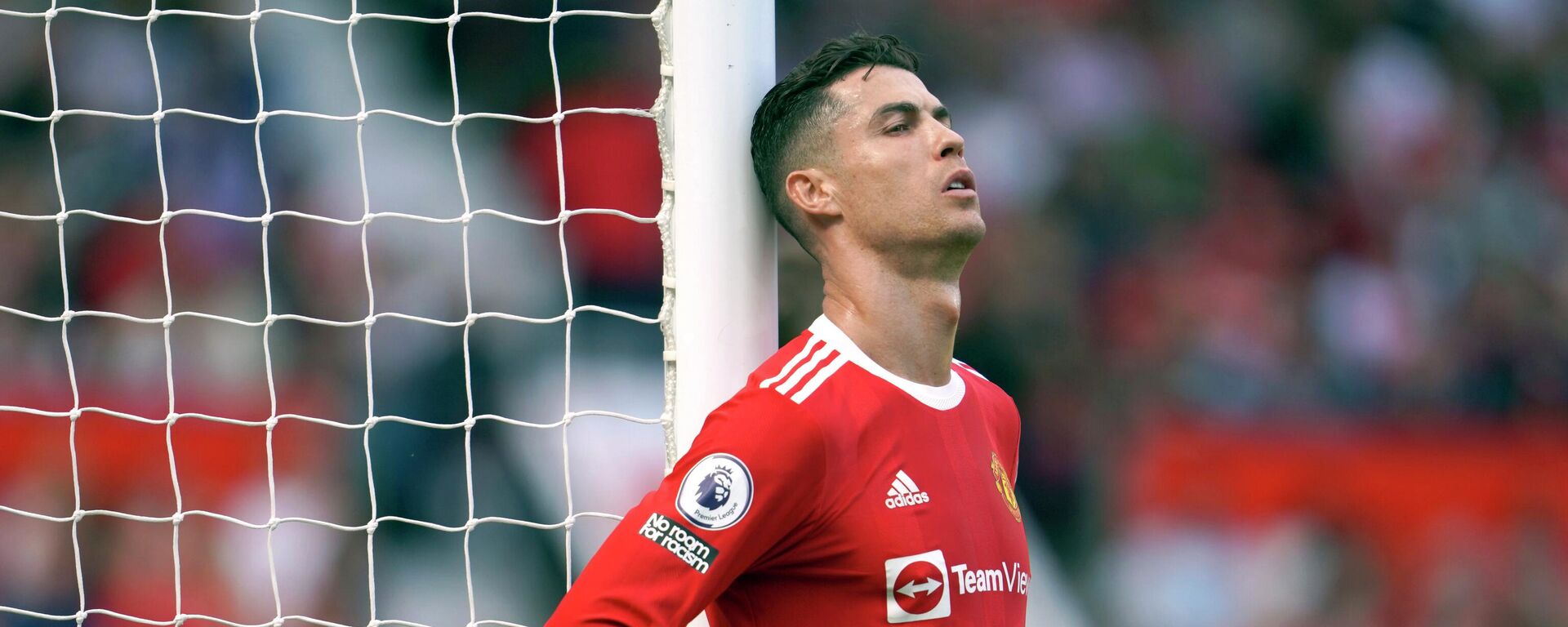 FILE- Manchester United's Cristiano Ronaldo rests against a goalpost during the English Premier League soccer match between Manchester United and Norwich City at Old Trafford stadium in Manchester, England, on April 16, 2022. - Sputnik International, 1920, 02.07.2022