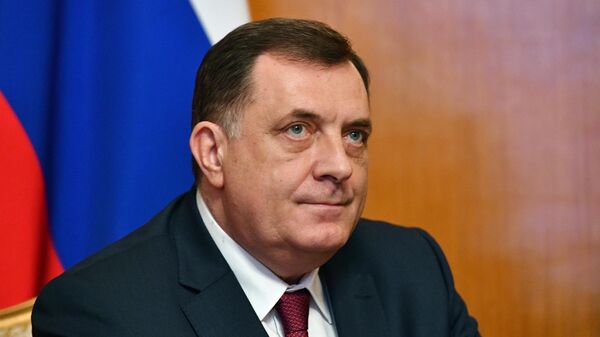 President of Republika Srpska Milorad Dodik at a meeting with Russian Minister of Foreign Affairs Sergei Lavrov in Moscow. - Sputnik International