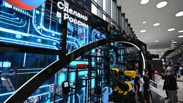 The stand of Russian export center at the Saint Petersburg International Economic Forum (SPIEF) in St. Petersburg, Russia - Sputnik International