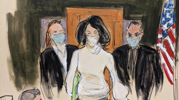 In this courtroom sketch, Ghislaine Maxwell enters the courtroom escorted by U.S. Marshalls at the start of her trial, Nov. 29, 2021, in New York. - Sputnik International