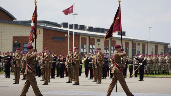 Paras during a ceremony, attended by Britain's Prince Charles, to present new colours to the Parachute Regiment at Merville Barracks in Colchester, England, Tuesday July 13, 2021. - Sputnik International