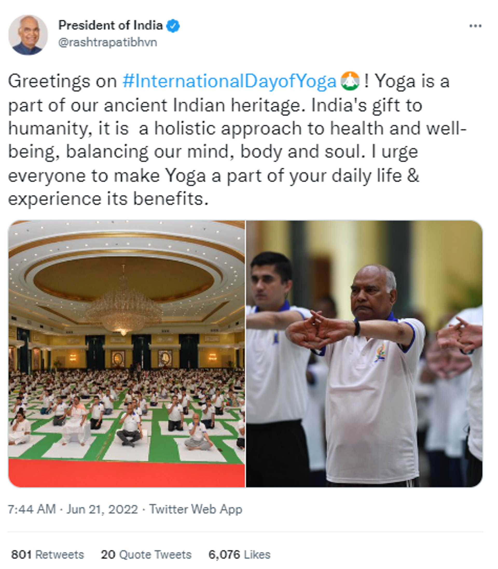 President Ram Nath Kovind Participated in Yoga Demonstration at President's House - Sputnik International, 1920, 21.06.2022