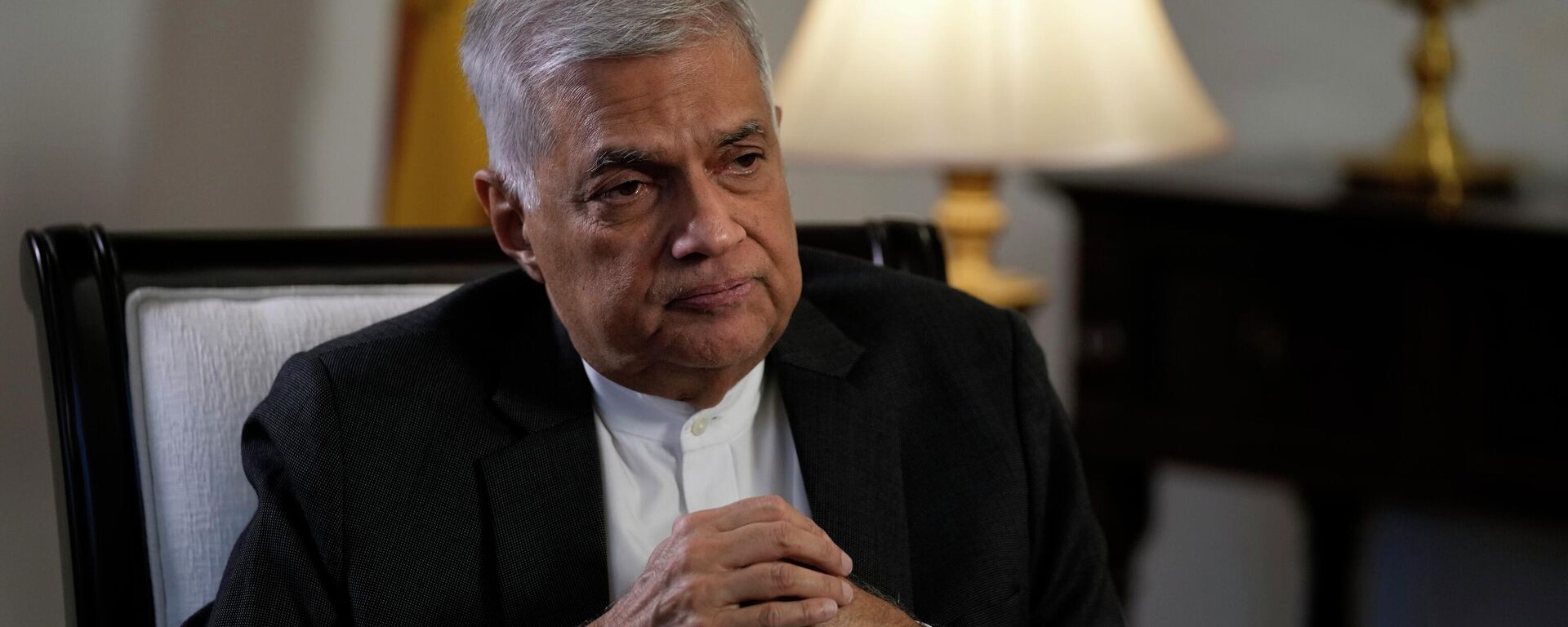 Sri Lanka's new prime minister Ranil Wickremesinghe gestures during an interview with The Associated Press in Colombo, Sri Lanka, Saturday, June 11, 2022. - Sputnik International, 1920, 22.06.2022