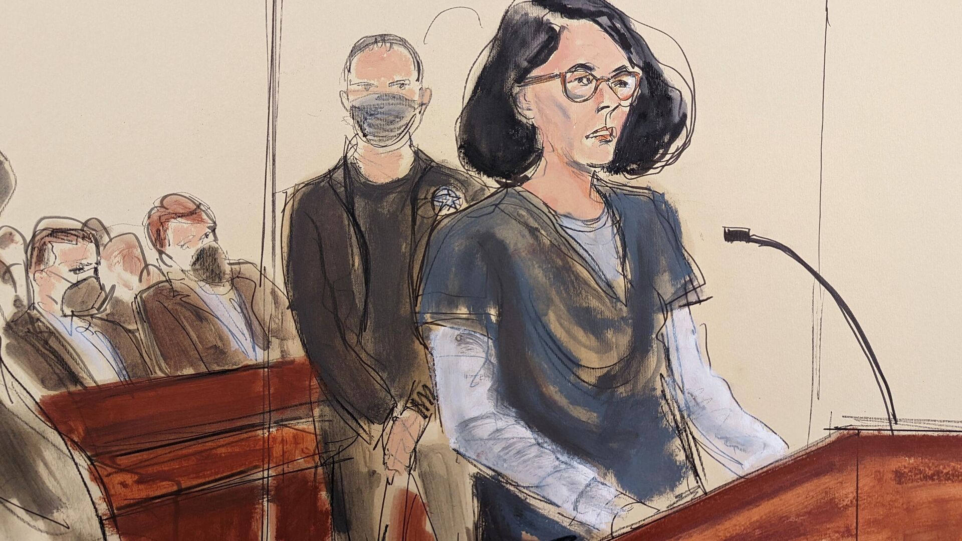 In this courtroom sketch, Ghislaine Maxwell givers her statement in federal court, in New York, Tuesday. June 28, 2022.  - Sputnik International, 1920, 28.06.2022