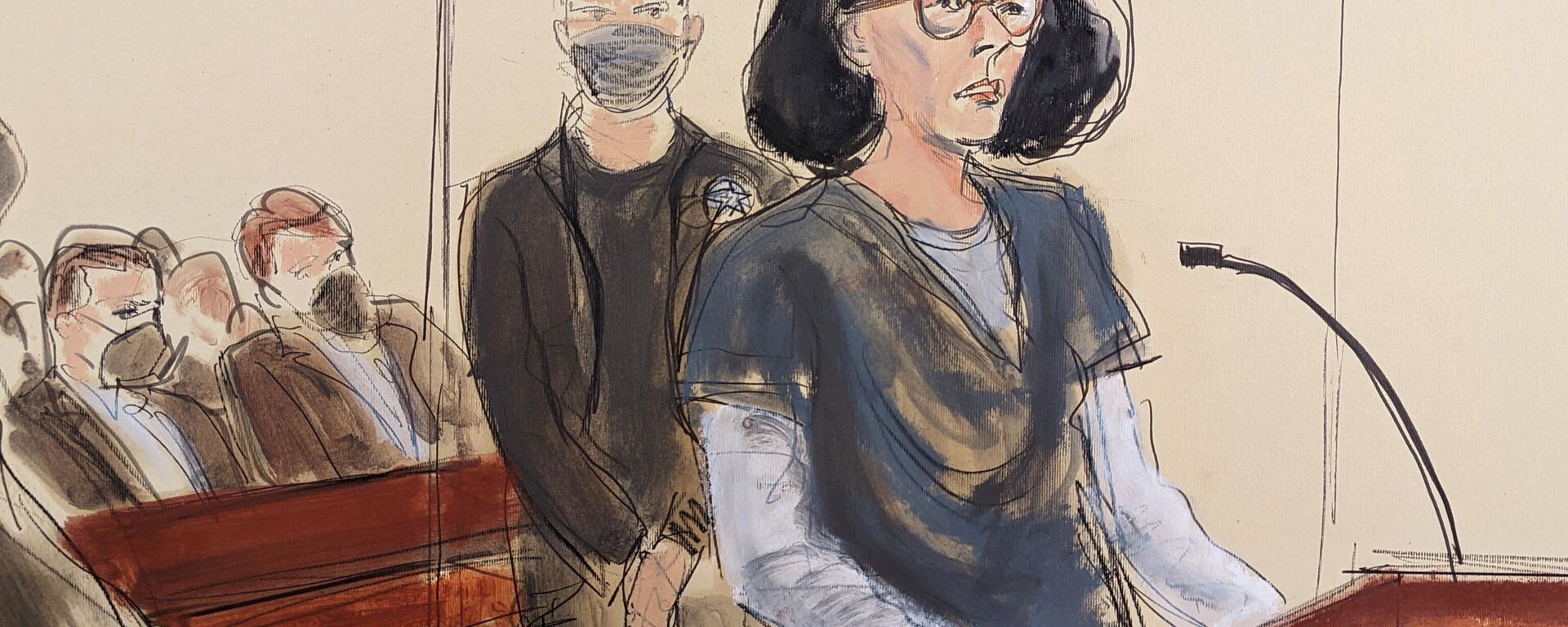 In this courtroom sketch, Ghislaine Maxwell givers her statement in federal court, in New York, Tuesday. June 28, 2022.  - Sputnik International, 1920, 01.03.2023
