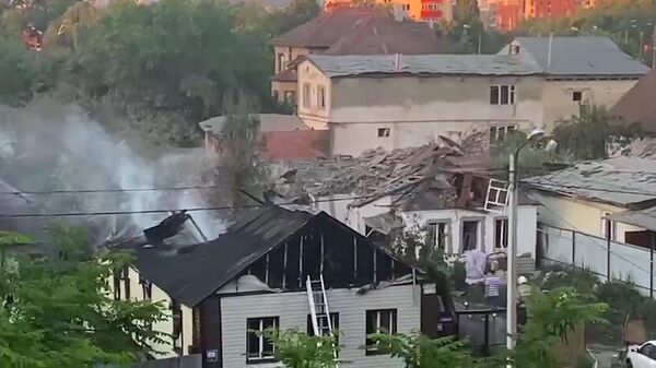 A screenshot from a video depicting a house in Belgorod, Russia, destroyed by the Ukrainian missile strike on 3 July 2022. - Sputnik International