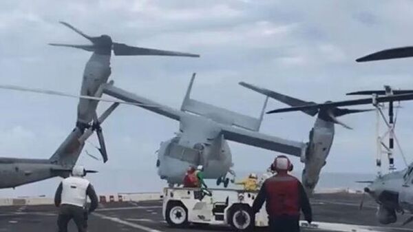 The MV-22 Osprey helicopter crashed over the side of a US warship in 2017 with deadly consequences - Sputnik International