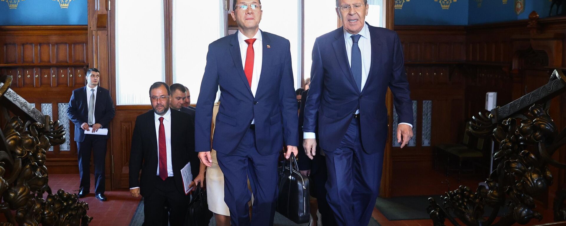 Russian Foreign Minister Sergei Lavrov and his Venezuelan counterpart Carlos Faria meet in Moscow on Monday, July 4, 2022. - Sputnik International, 1920, 04.07.2022